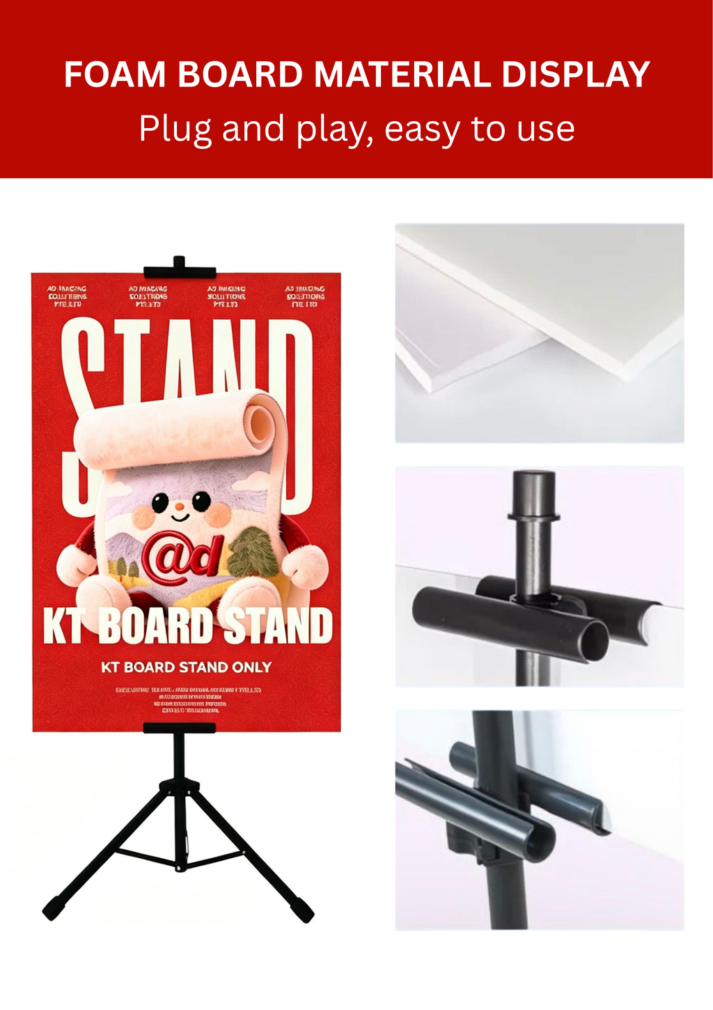 Poster Stand / Metal Display Stand / Hanging Frame Stand / Double-Sided Adjustable Floor Stand / Tripod Sign Holder