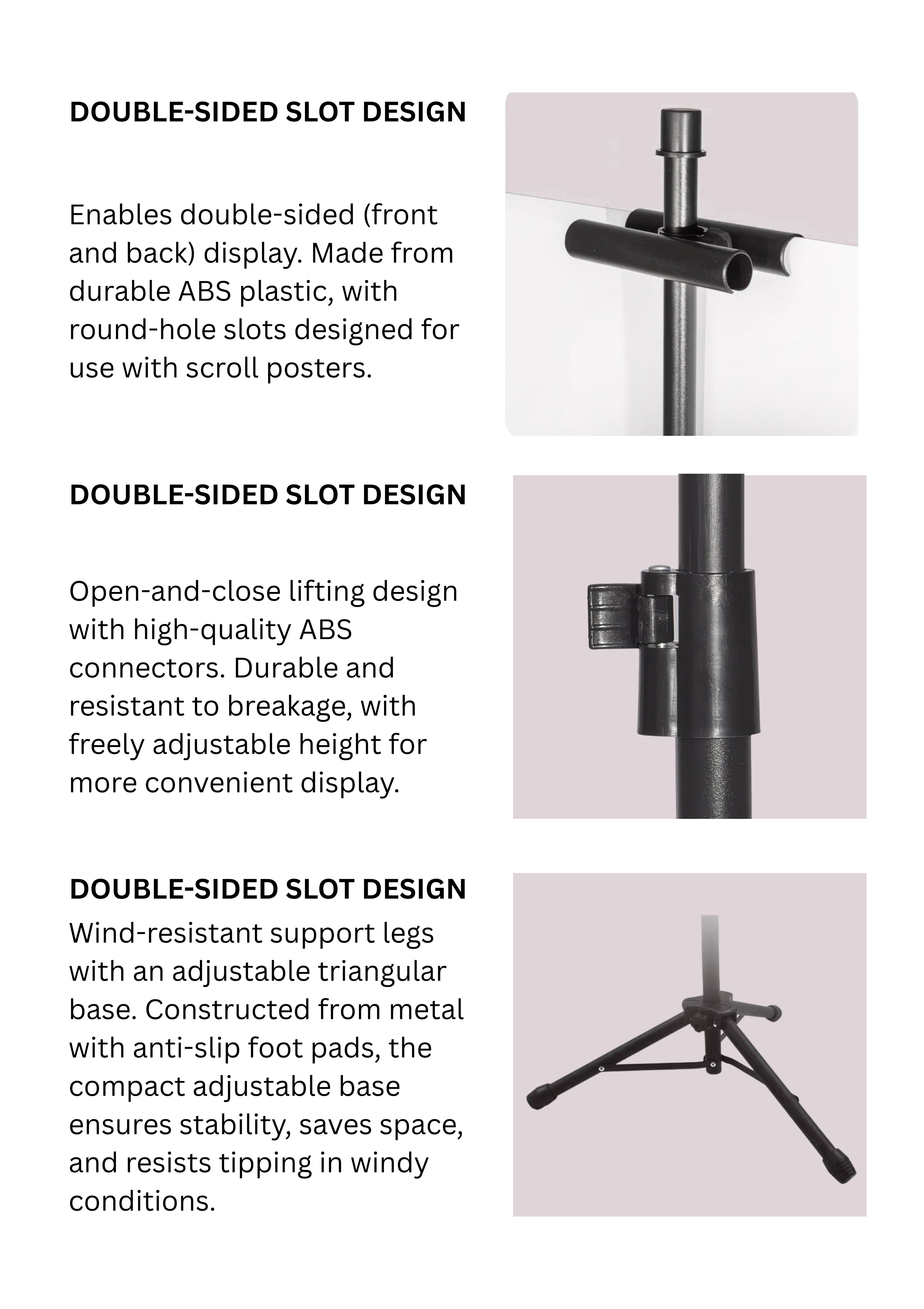 Poster Stand / Metal Display Stand / Hanging Frame Stand / Double-Sided Adjustable Floor Stand / Tripod Sign Holder