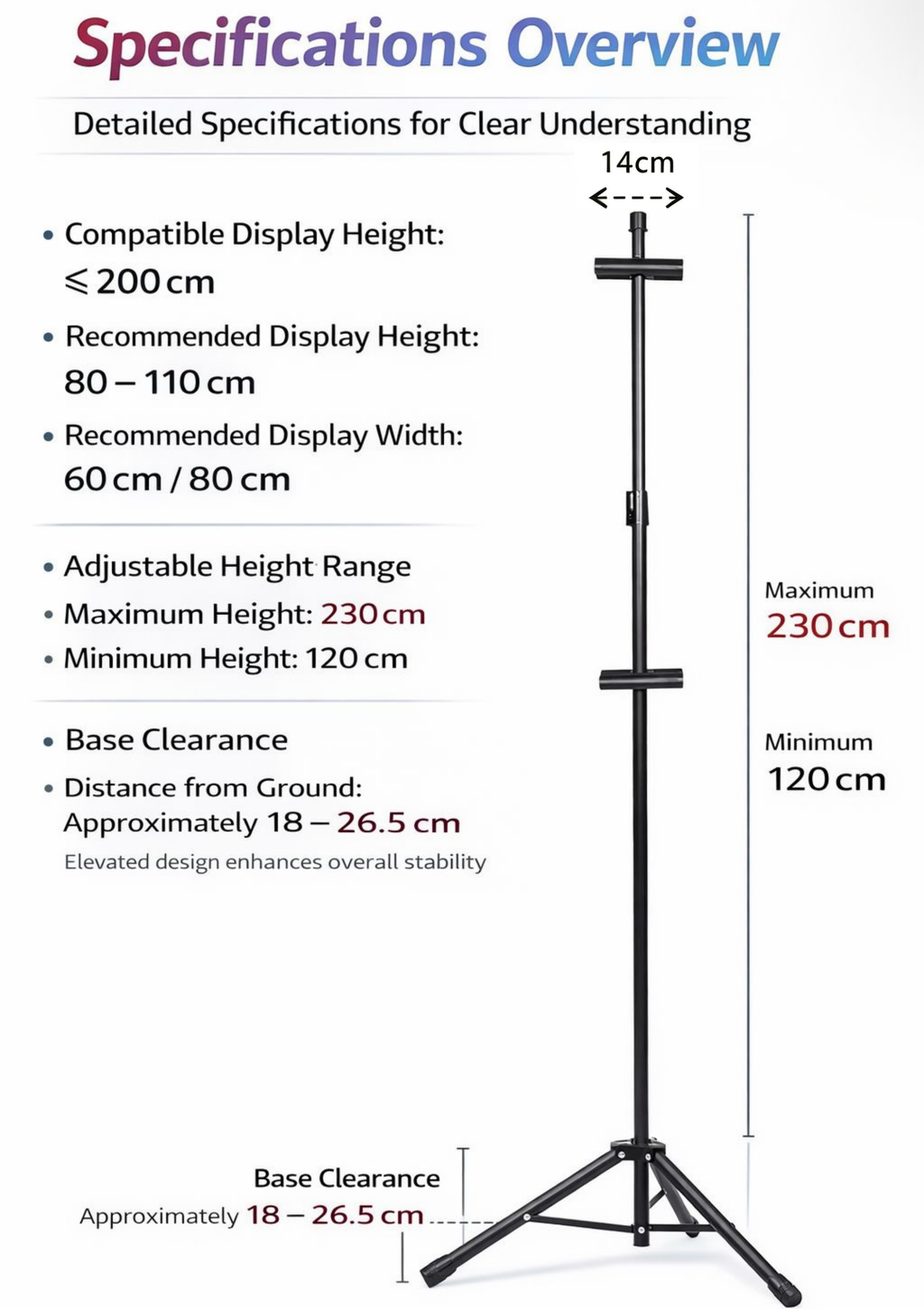 Poster Stand / Metal Display Stand / Hanging Frame Stand / Double-Sided Adjustable Floor Stand / Tripod Sign Holder
