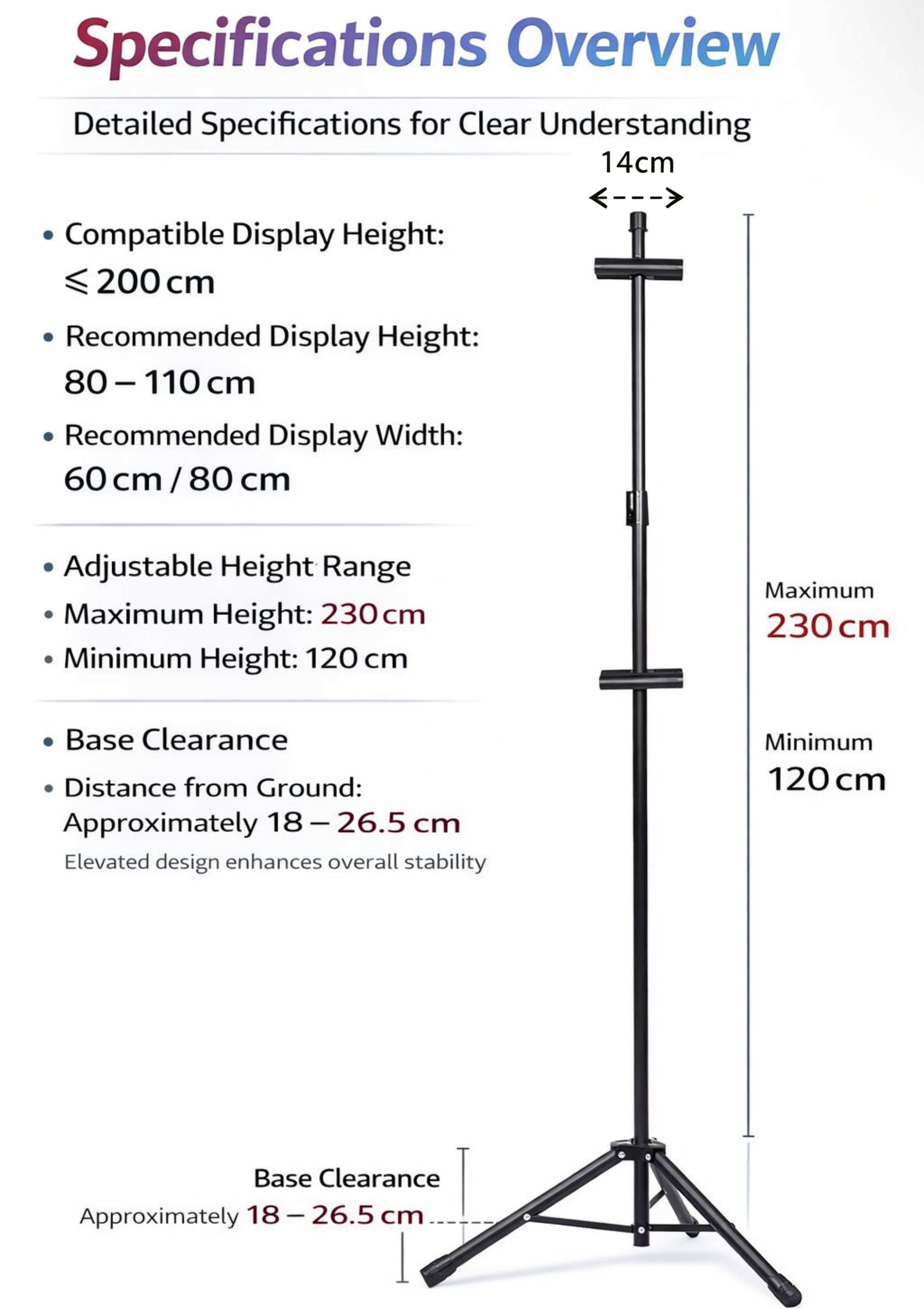 Poster Stand / Metal Display Stand / Hanging Frame Stand / Double-Sided Adjustable Floor Stand / Tripod Sign Holder